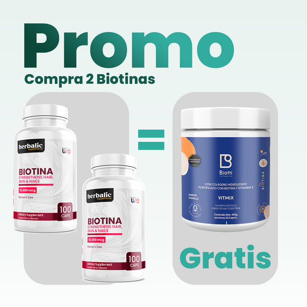Promo dos biotina y colágeno hydrolizado en polvo