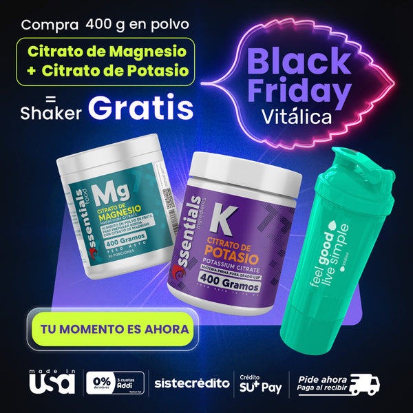 Combo Citrato Magnesio + Citrato Potasio + Shaker Vitálica GRATIS