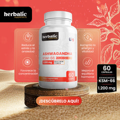 Ashwagandha KSM-66 1.200 mg, 60 cápsulas