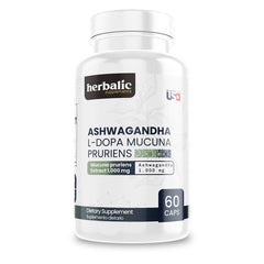 Ashwagandha 1000 mg + L-Dopa Mucuna Pruriens 1000 mg, 60 cápsulas