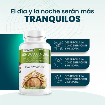 Glicinato de Magnesio + Ashwagandha, 100 + 90  cápsulas