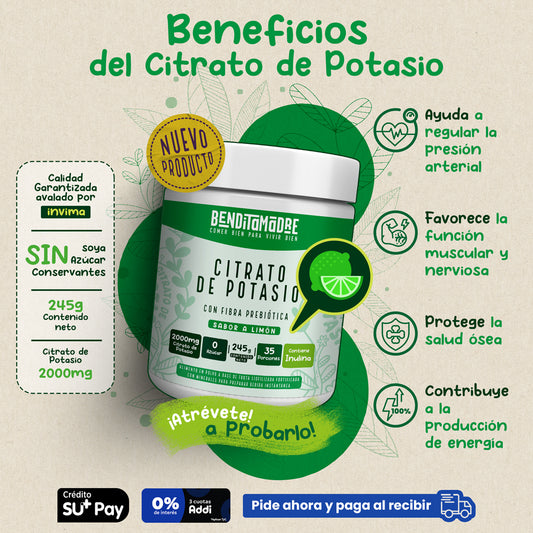 Citrato de Potasio Sabor Limón, 2000 mg