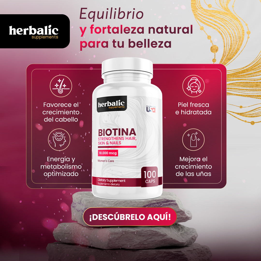 Biotina 10000 mcg, 100 cápsulas – suplemento de vitamina B7 importado
