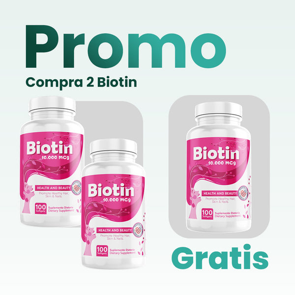 Promo paga 2 lleva 3 Biotina 10000 mcg