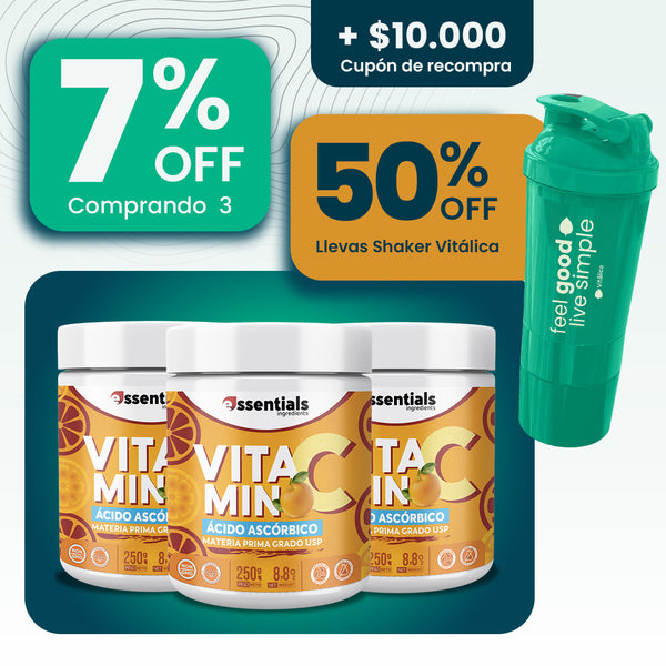 Promo 3 Vitamina C + Shaker Vitálica + Cupón de recompra