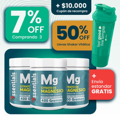 Promo 3 Citrato Magnesio Polvo + Shaker Vitálica + Cupón de recompra + Envío Gratis