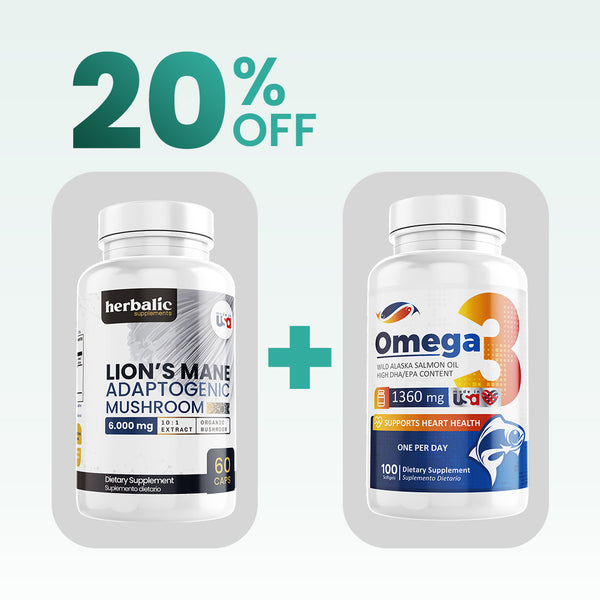 Combo Melena de León y  Omega 3, 60 + 100 cápsulas