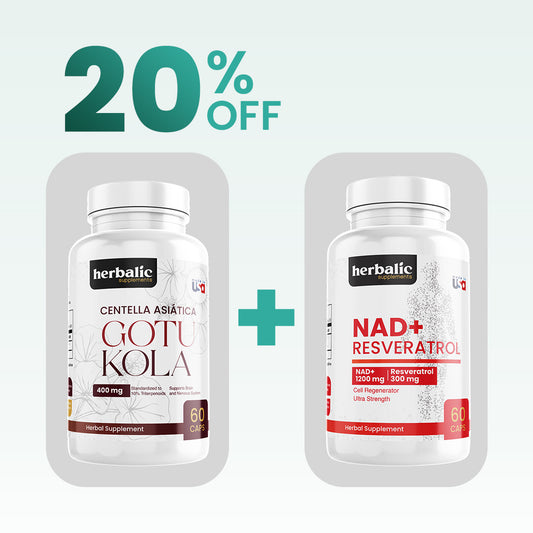 Combo NAD+ & Resveratrol 60 cápsulas + Gotu Kola 60 cápsulas