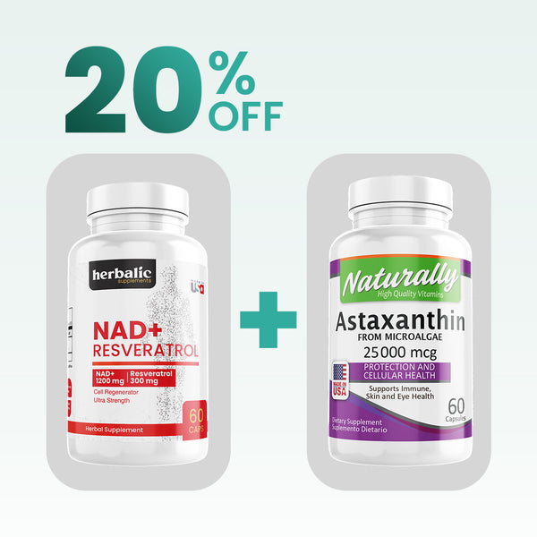 Combo Nad Resveratrol 60 cápsulas + Astaxanthin  60  cápsulas