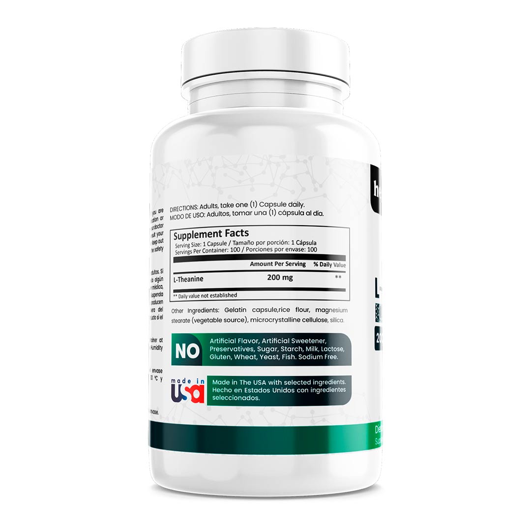 Teanina 200 mg, 100 cápsulas