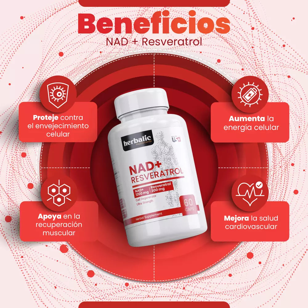 NAD  Resveratrol 1500mg, 60 cápsulas — imagen 2