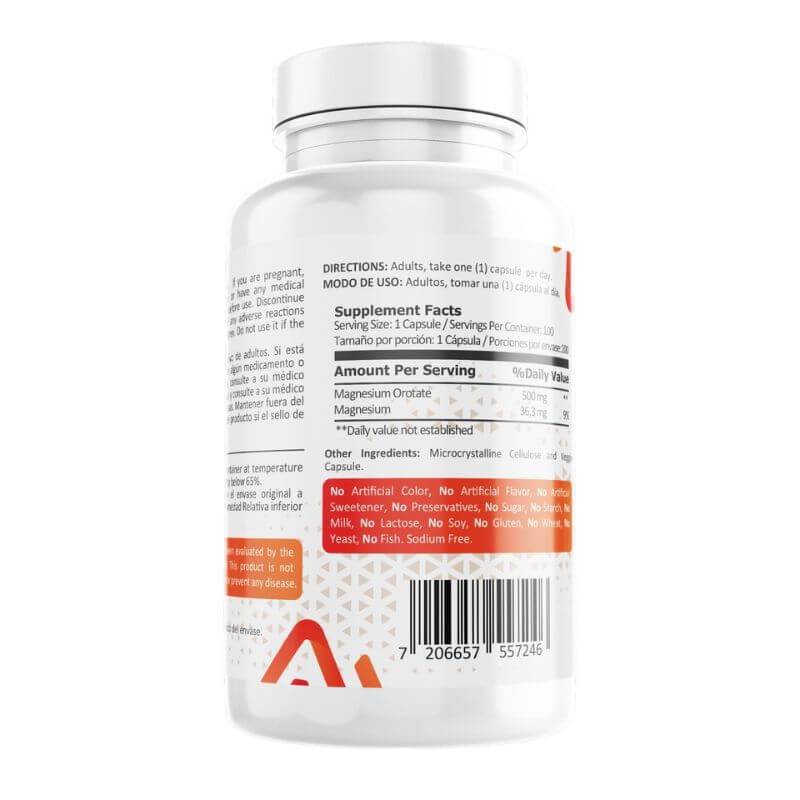 Orotato de Magnesio 500mg,  100 cápsulas — imagen 2