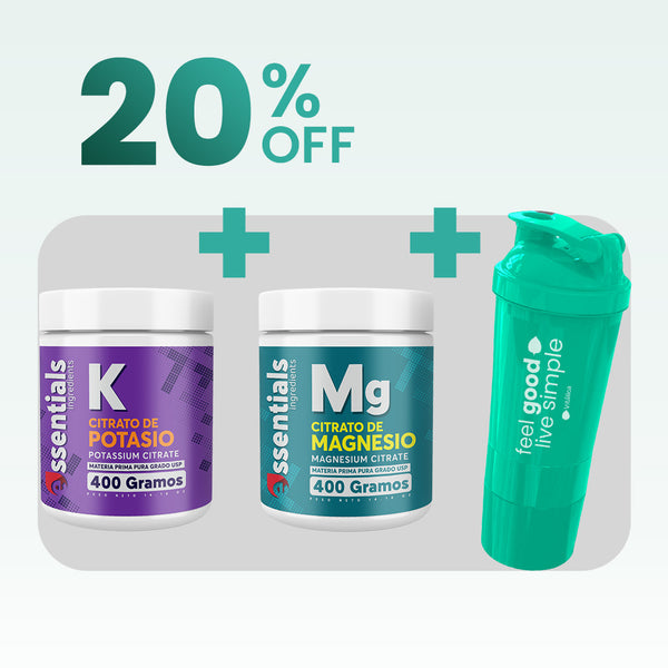 Combo Citrato Magnesio + Citrato Potasio + Shaker Vitálica
