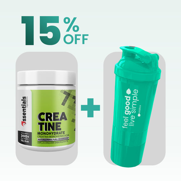 Combo Creatina Monohidratada 300 gr + Shaker Vitálica