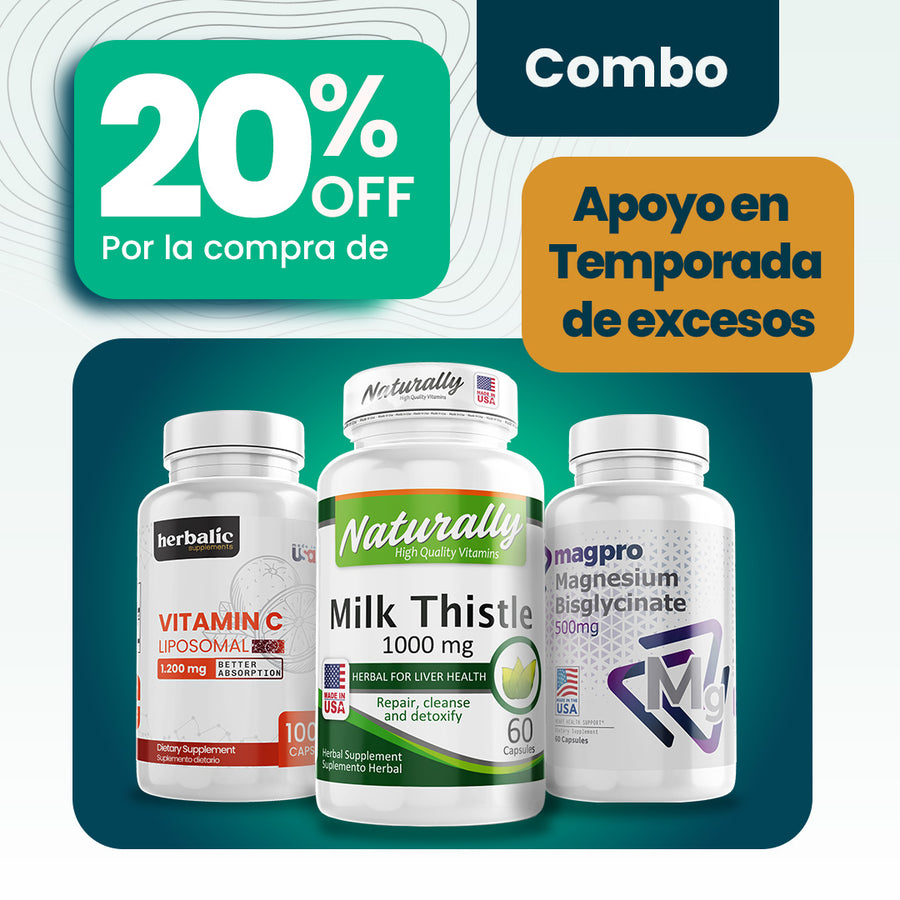 Combo Reset: Milk thistle + Vitamina C liposomal + Bisglicinato