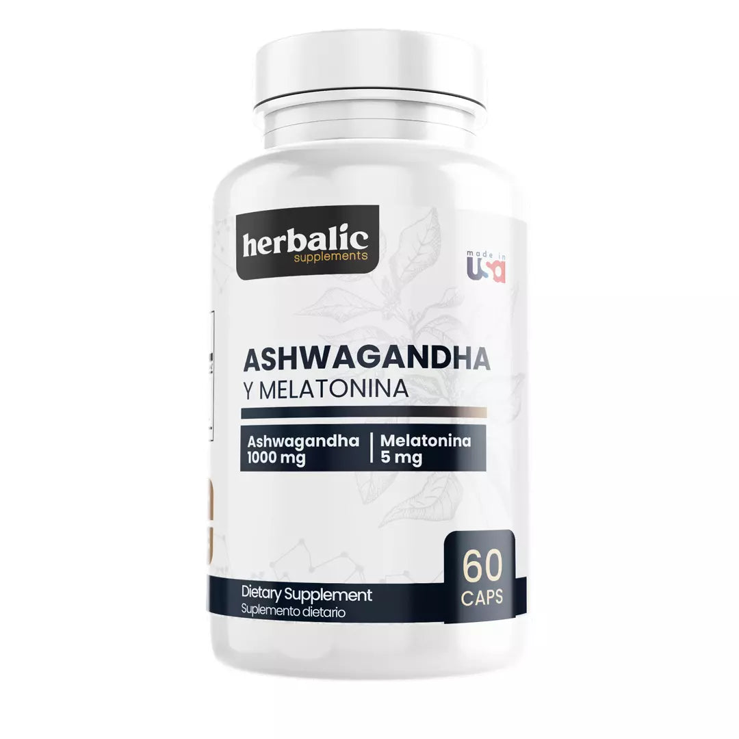 Cápsulas de melatonina con ashwagandha para insomnio leve