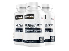 Ashwagandha y Melatonina 1000mg, 60 cápsulas X3