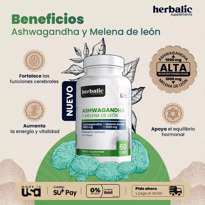 Ashwagandha y Melena de León cápsulas