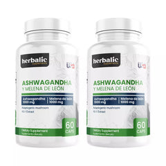 Ashwagandha y Melena de leon, 60 cápsulas X2