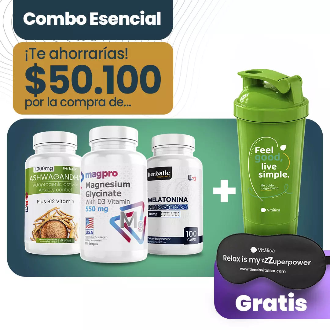 Combo Esencial: Glicinato de Magnesio + Ashwagandha + Melatonina, 100 + 90 + 100 cápsulas — imagen 3