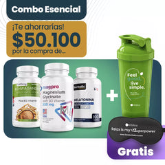 Combo Esencial: Glicinato de Magnesio + Ashwagandha + Melatonina, 100 + 90 + 100 cápsulas