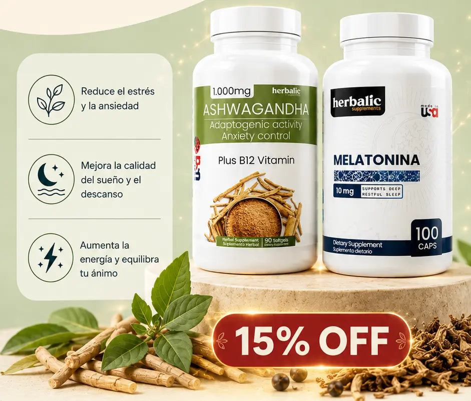Ashwagandha + Melatonina, 90 + 100 cápsulas