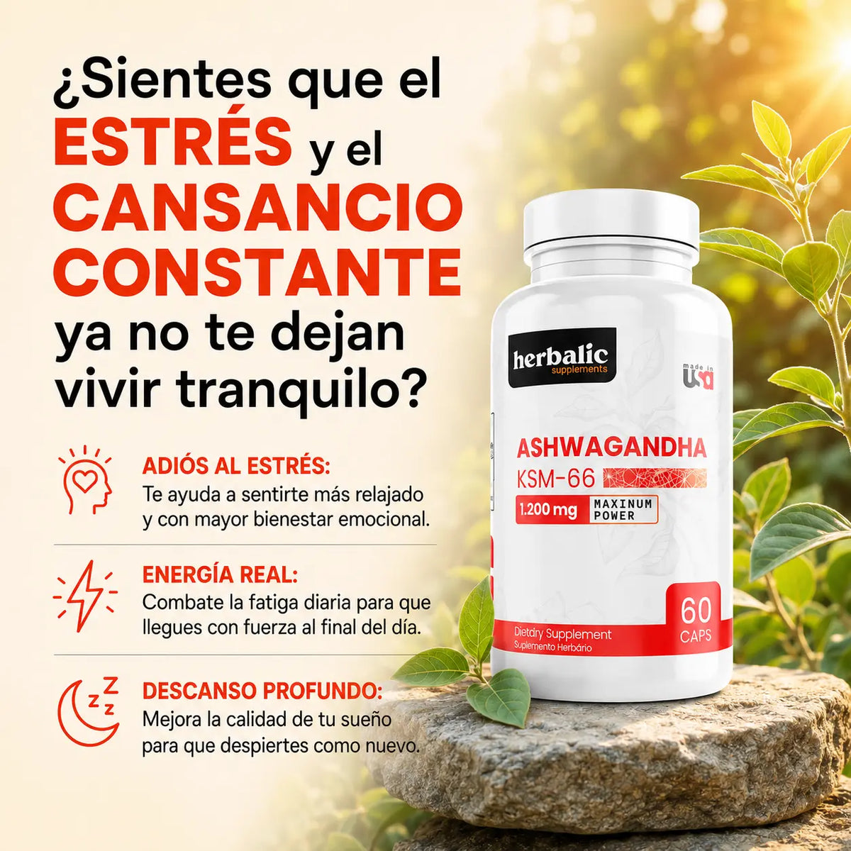 Ashwagandha Ksm 66 1.200 mg, 60 cápsulas