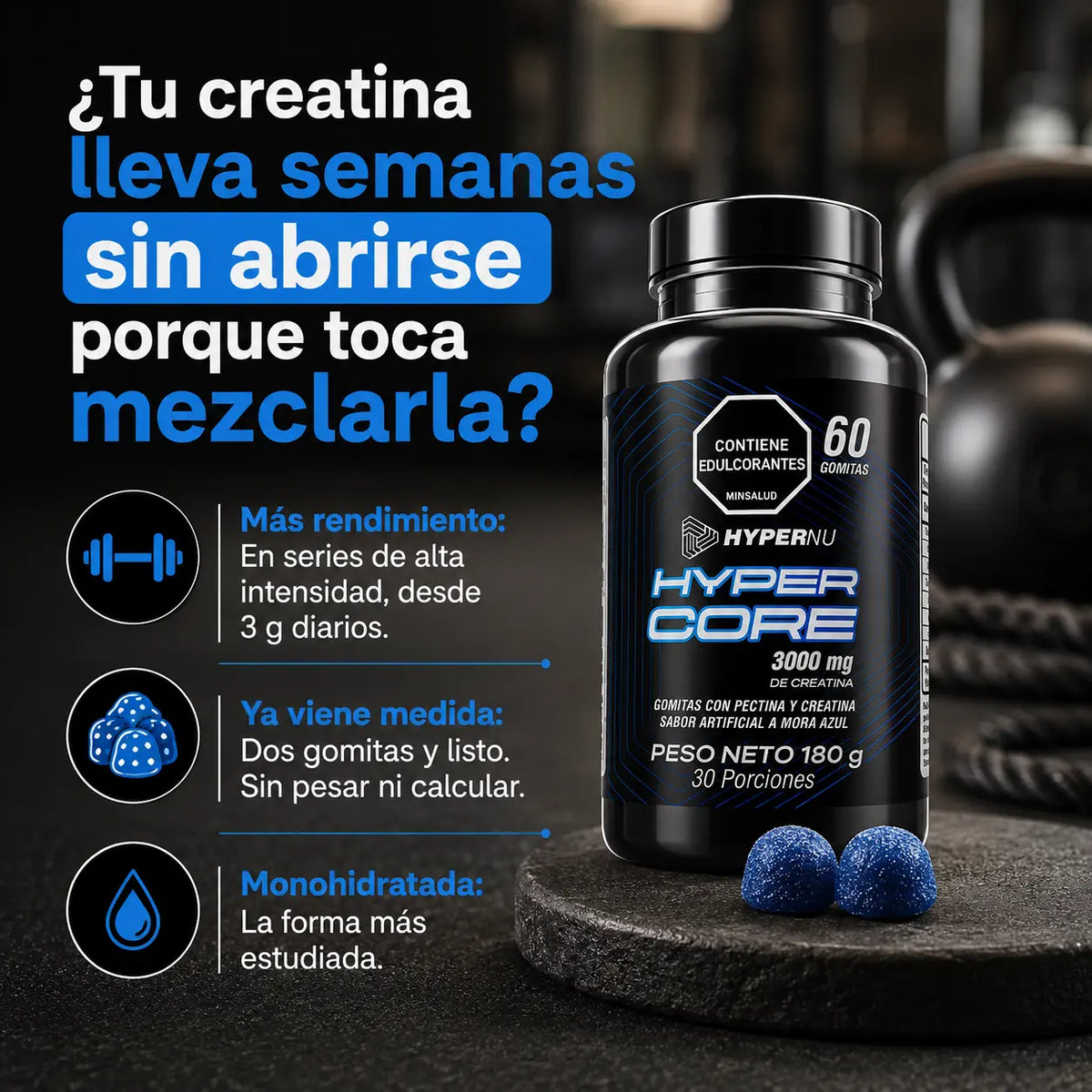 Gomas de Creatina Monohidratada, 60 unidades