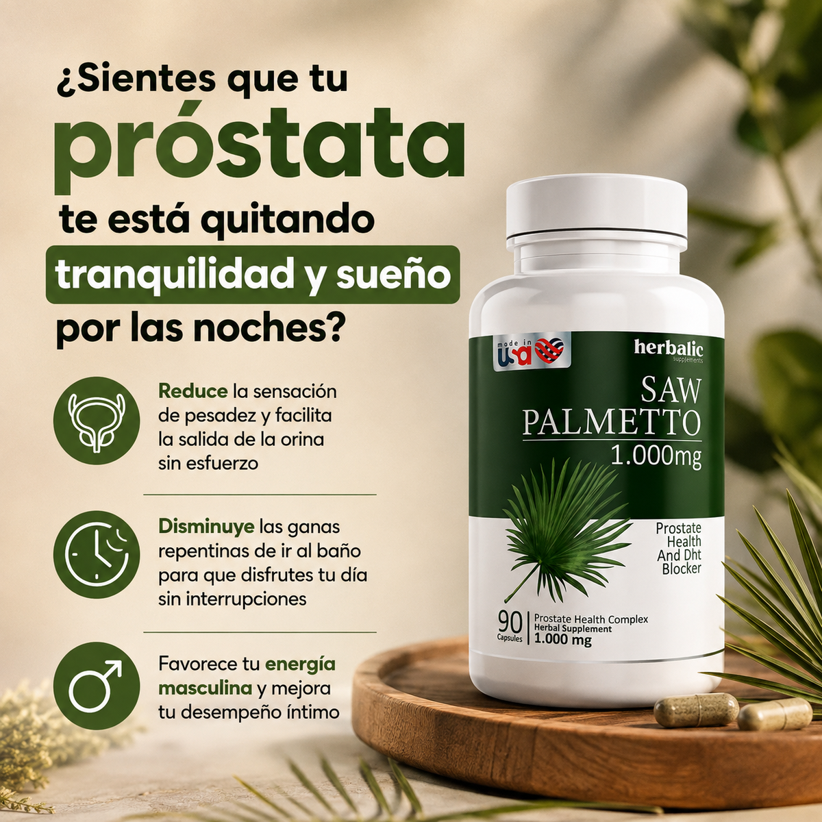 Saw Palmetto 1000 mg, 90 cápsulas