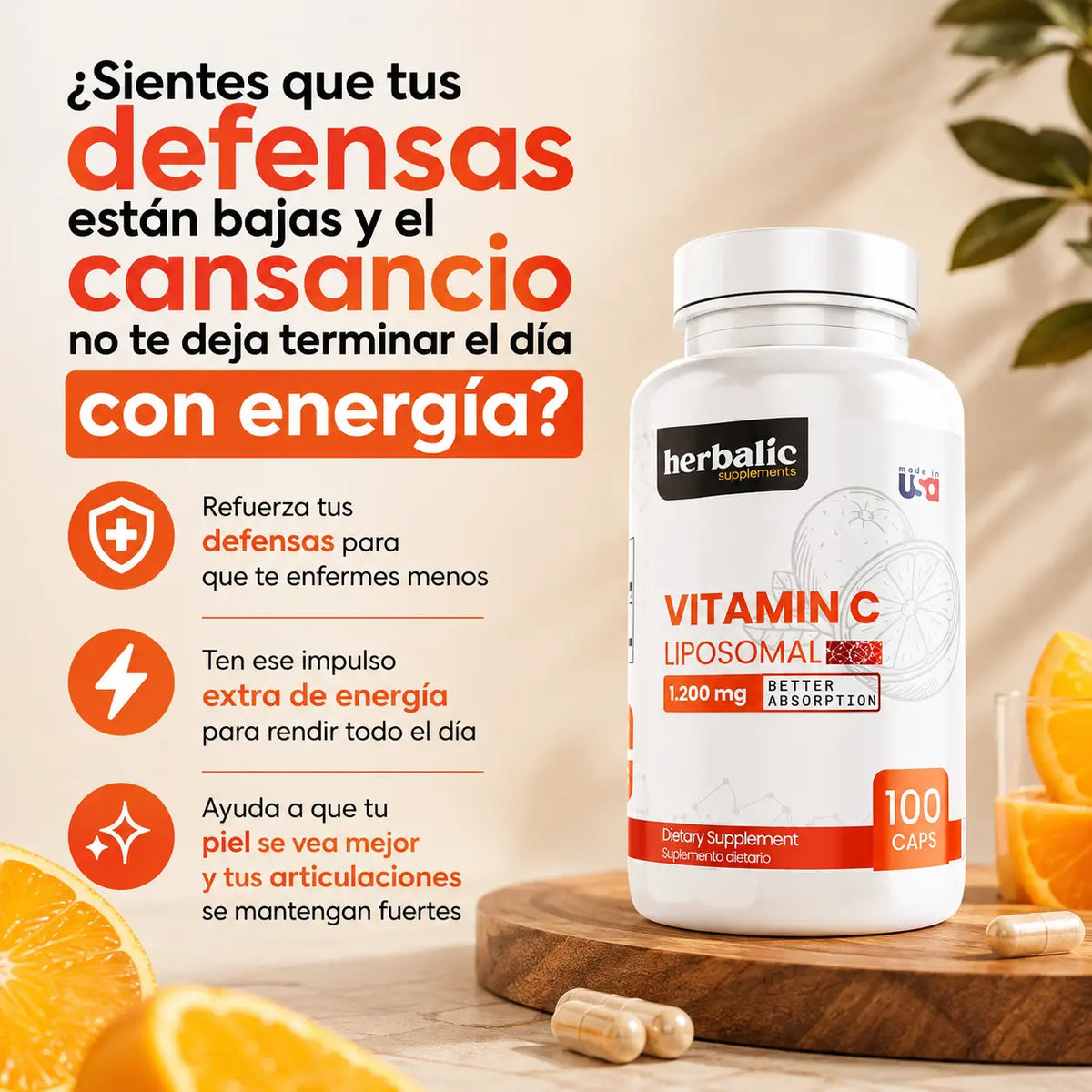 Vitamina C Liposomal 1.200mg, 100 cápsulas