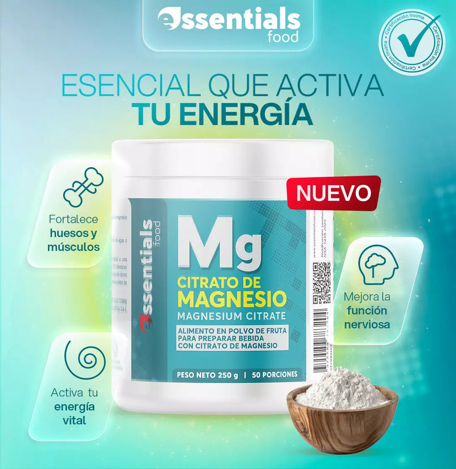 Citrato de magnesio 250g en polvo para calambres y mejor descanso