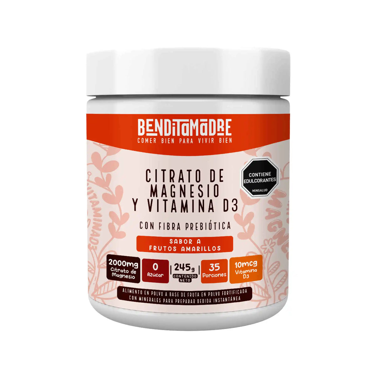 citrato de magnesio con vitamina D3 suplemento natural para salud muscular y ósea