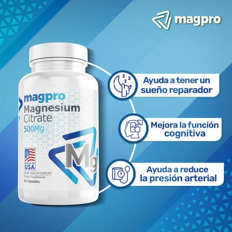 Citrato de magnesio en cápsulas 500 mg para músculos y sistema nervioso
