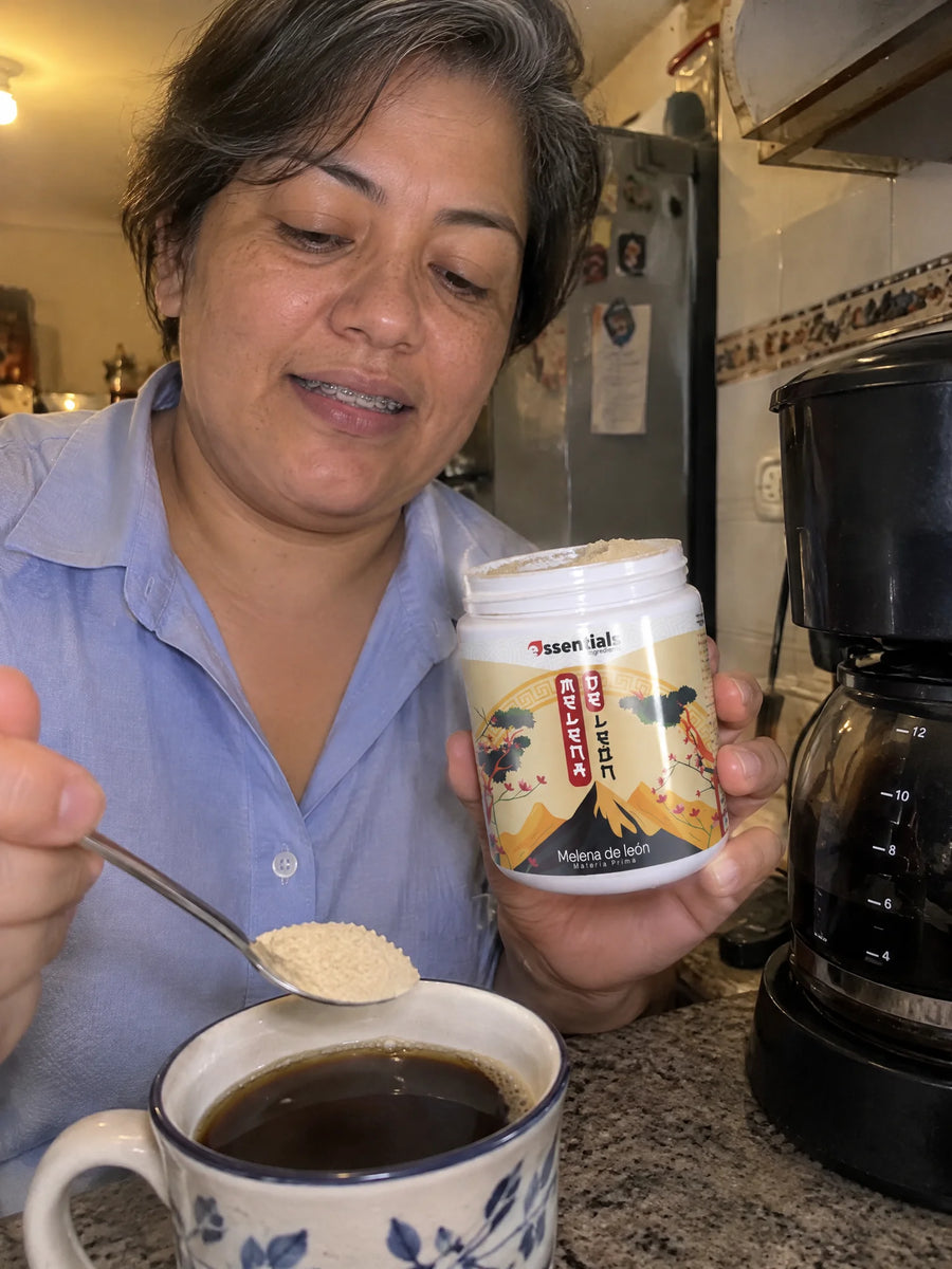 Persona usando Melena de león en polvo 150gr en su rutina diaria
