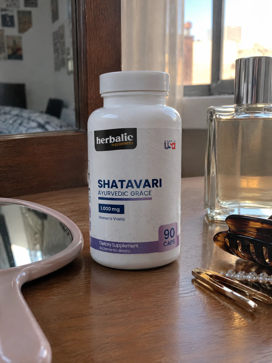 Shatavari 1.000 mg sobre una superficie de la casa