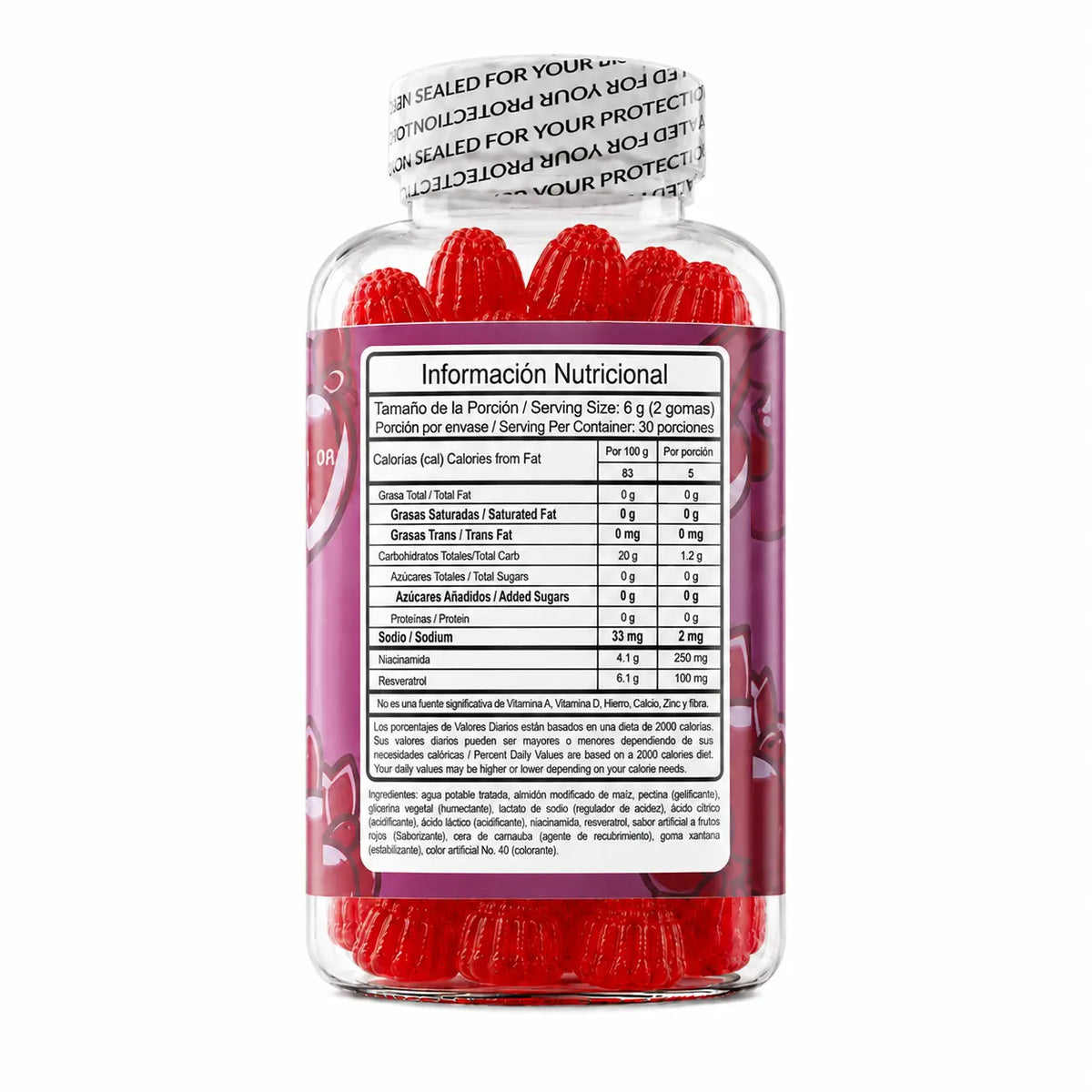 Gomas NAD 50 mg + Resveratrol 100 mg, 60 gomas