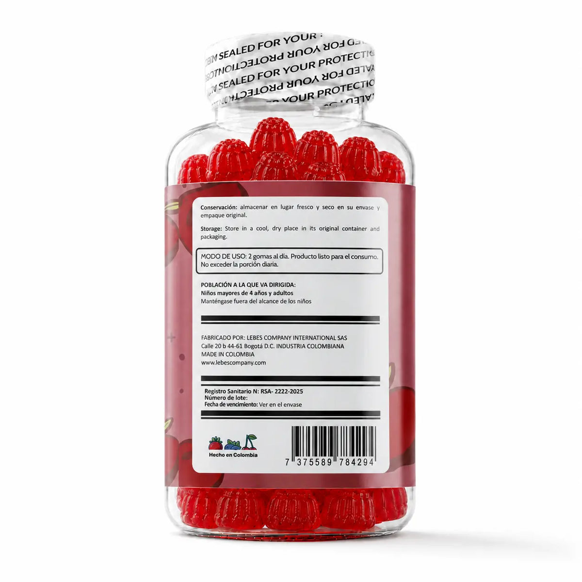 Gomas Vinagre de Manzana 300 mg, 60 gomas — imagen 3