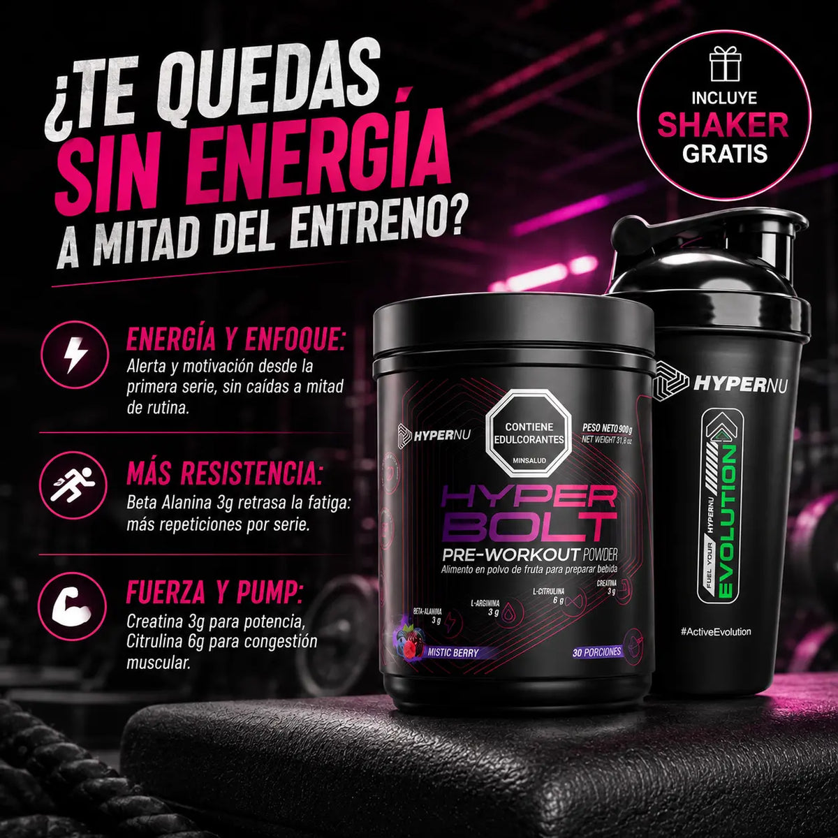 Pre entreno 900 g, en polvo
