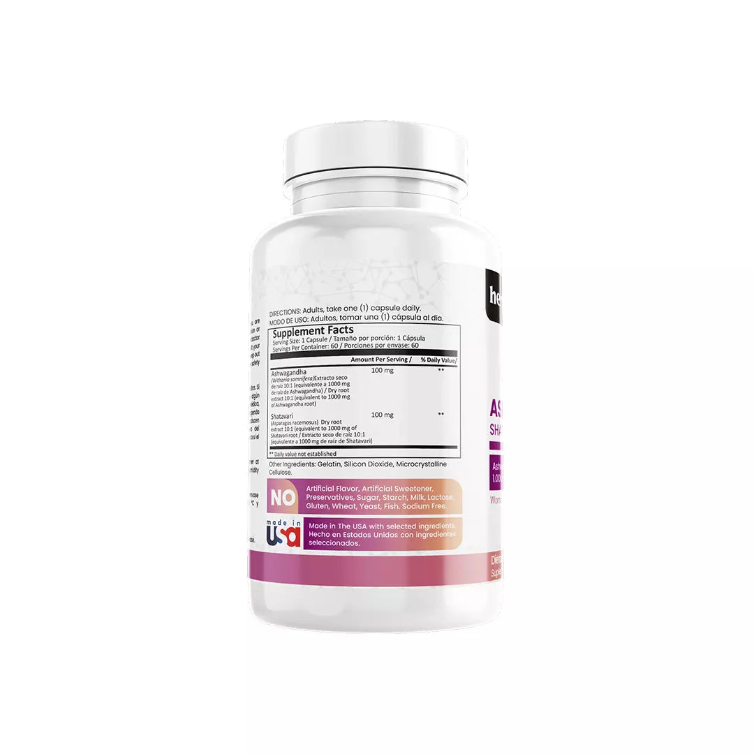Suplemento de ashwagandha y shatavari para estrés y energía